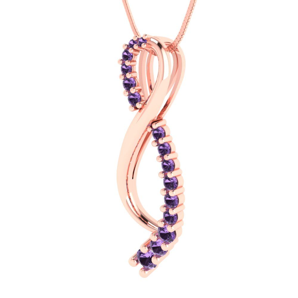 0.465cttw Round Cut Alexandrite Gold-Plated 925 Silver Pendant and 16" Box-Chain Necklace