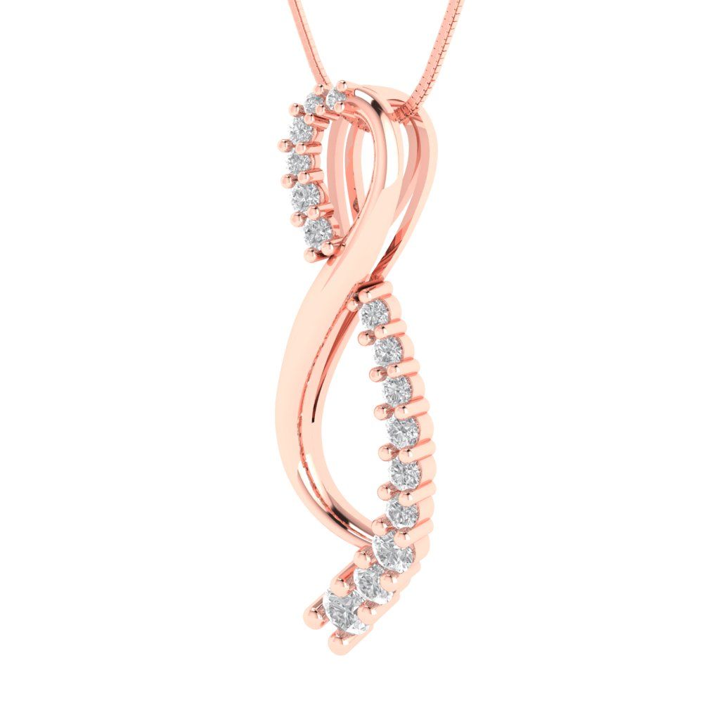 0.465 tcw Necklace Pendant - 14K White Gold Round Cut Charm Moissanite - Adjustable Length - 15in Box Chain to 18in