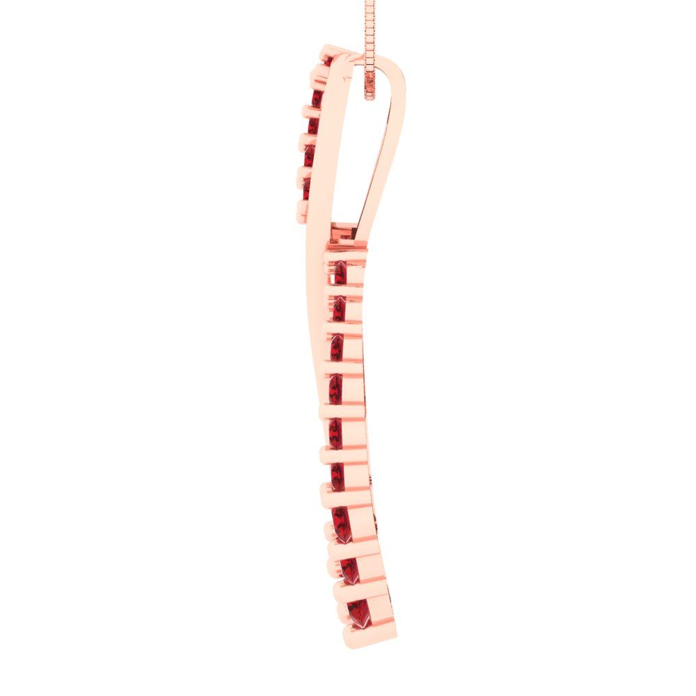 0.465 tcw Necklace Pendant - 14K White Gold Round Cut Charm Pink Tourmaline - Adjustable Length - 15in Box Chain to 18in