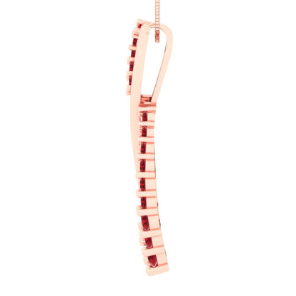 0.465 tcw Necklace Pendant - 14K White Gold Round Cut Charm Pink Tourmaline - Adjustable Length - 15in Box Chain to 18in