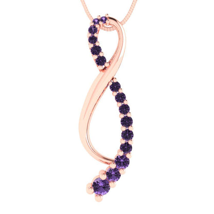 0.465cttw Round Cut Alexandrite Gold-Plated 925 Silver Pendant and 16" Box-Chain Necklace