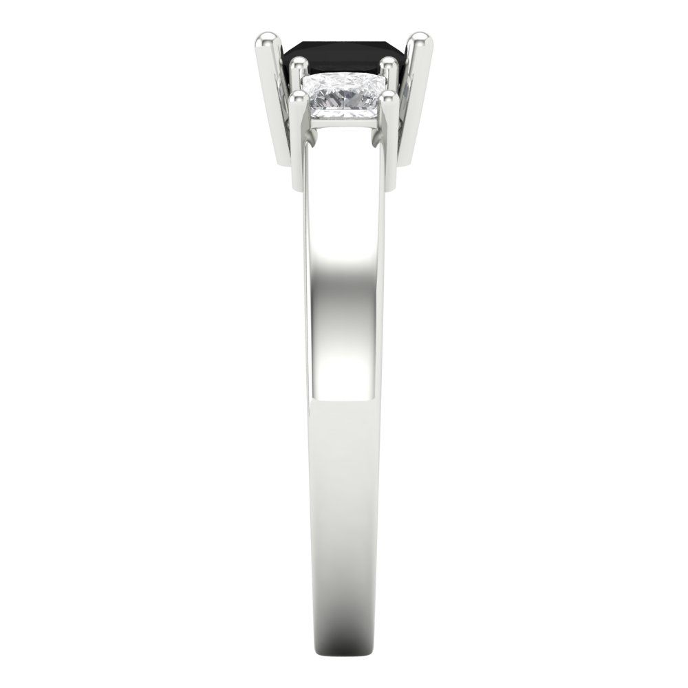 1.11 cttw Natural Onyx Three-Stone Engagement Ring - Solid Gold (Princess Cut,5.0mm)