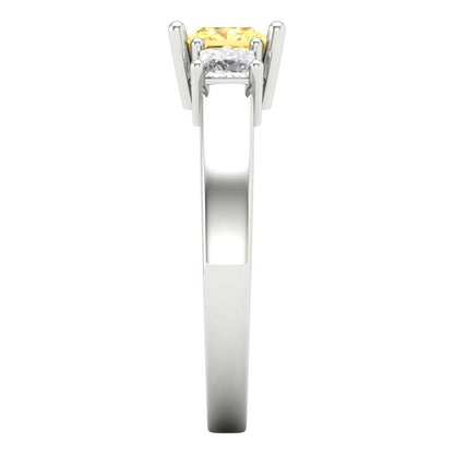 1.11 cttw Natural Citrine Three-Stone Engagement Ring - Solid White Gold (VVS1, Princess Cut,5.0mm)