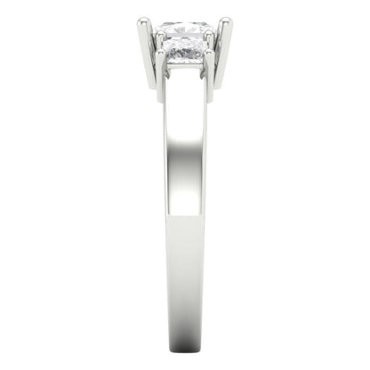 1.11 cttw Zirconia Simulated Diamond Three-Stone Engagement Ring - Solid White Gold (VVS1, Princess Cut,5.0mm)