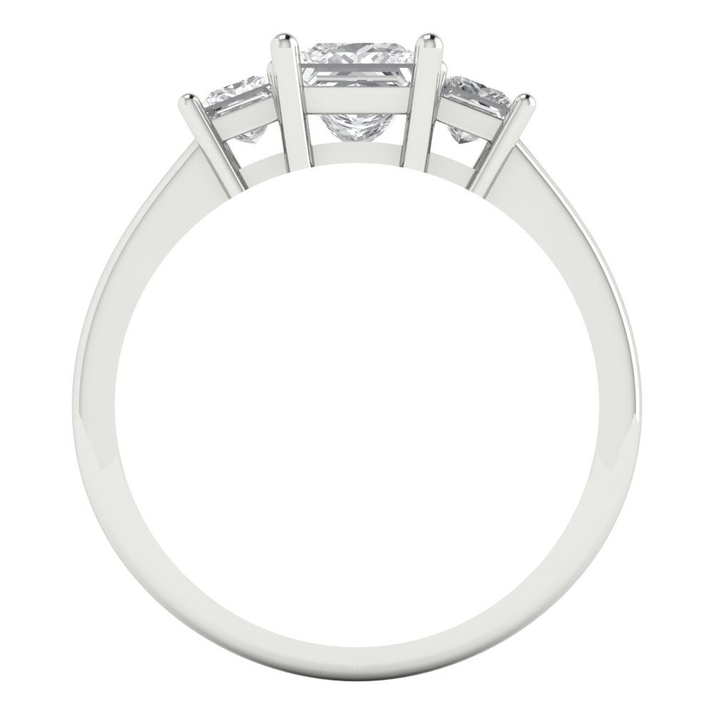 1.11 cttw White Sapphire Three-Stone Engagement Ring - Solid White Gold (VVS1, Princess Cut,5.0mm)