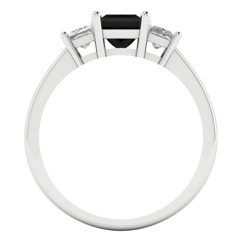 1.11 cttw Natural Onyx Three-Stone Engagement Ring - Solid Gold (Princess Cut,5.0mm)