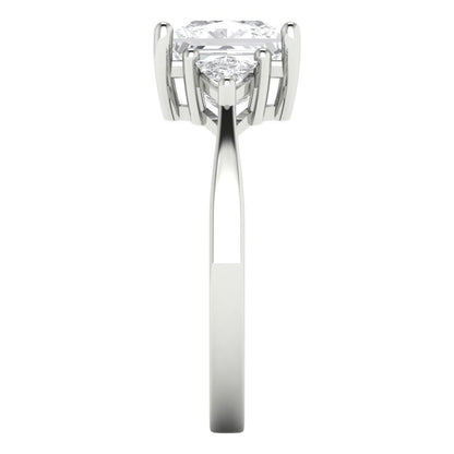 2.32 cttw Moissanite Three-Stone Engagement Ring - Solid White Gold (VVS1, Princess Cut,7.0mm)