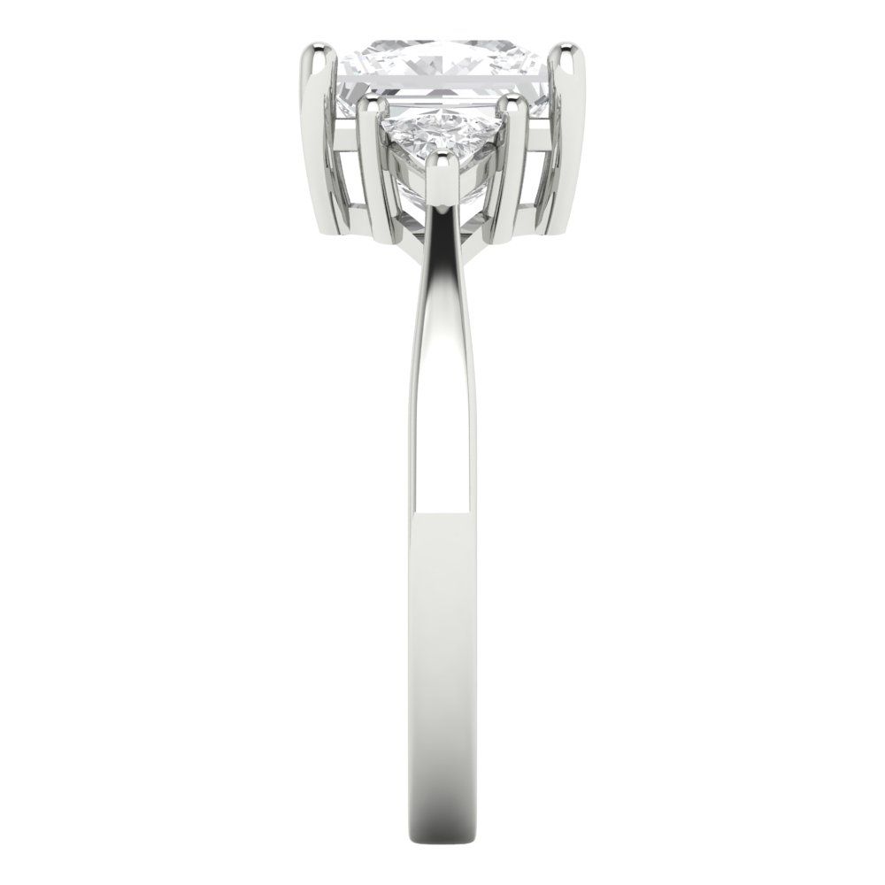 2.32 cttw White Sapphire Three-Stone Engagement Ring - Solid White Gold (VVS1, Princess Cut,7.0mm)