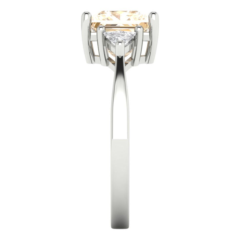 2.32 cttw Natural Morganite Three-Stone Engagement Ring - Solid White Gold (VVS1, Princess Cut,7.0mm)