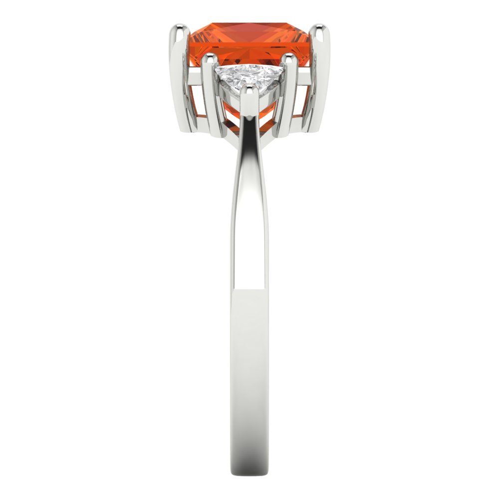 2.32 cttw Zirconia Simulated Red Diamond Three-Stone Engagement Ring - Solid Gold (VVS1, Princess Cut,7.0mm)