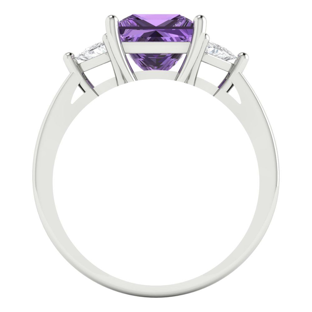 2.32 cttw Simulated Alexandrite Three-Stone Engagement Ring - Solid White Gold (VVS1, Princess Cut,7.0mm)