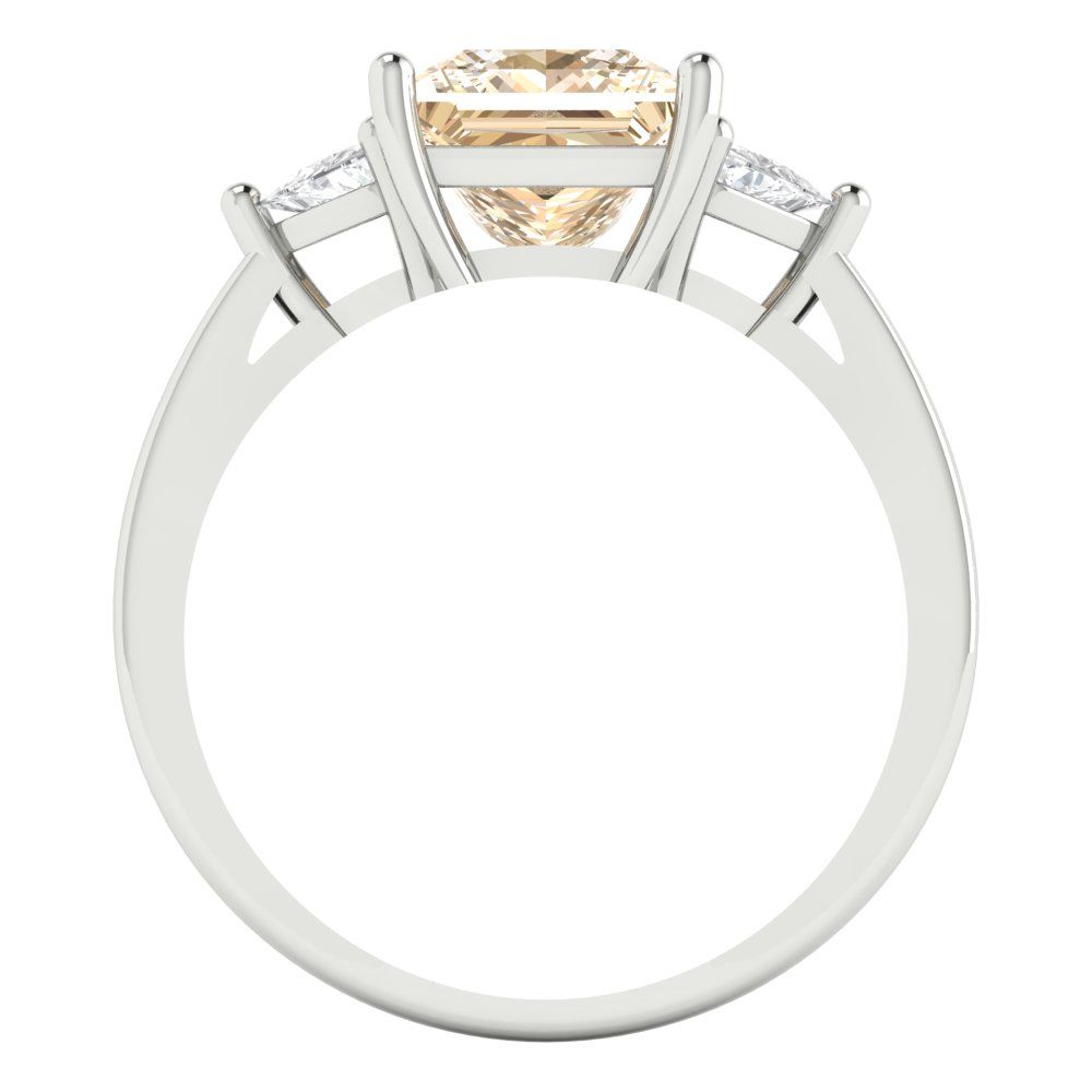 2.32 cttw Natural Morganite Three-Stone Engagement Ring - Solid White Gold (VVS1, Princess Cut,7.0mm)