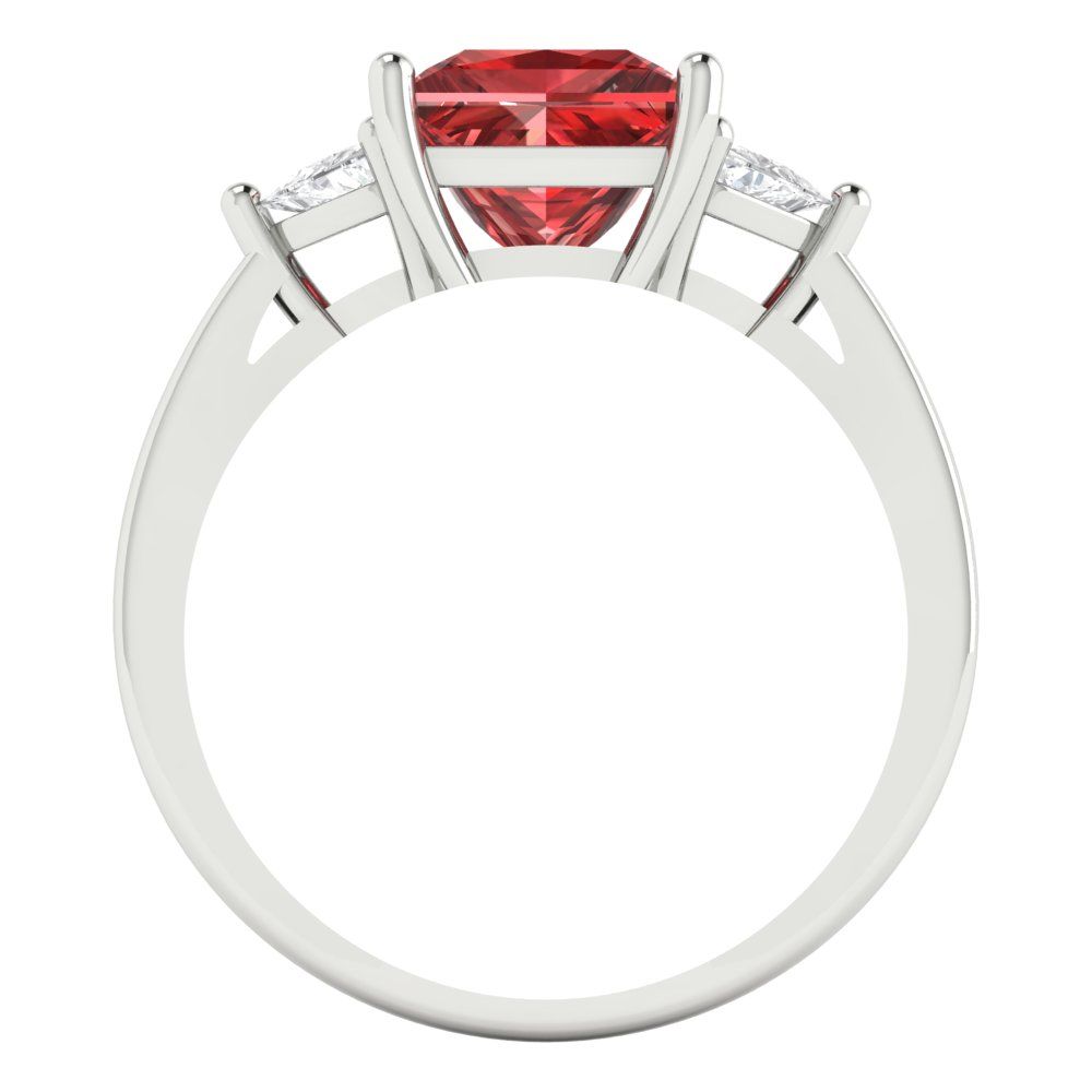 2.32 cttw Natural Garnet Three-Stone Engagement Ring - Solid Gold (Princess Cut,7.0mm)