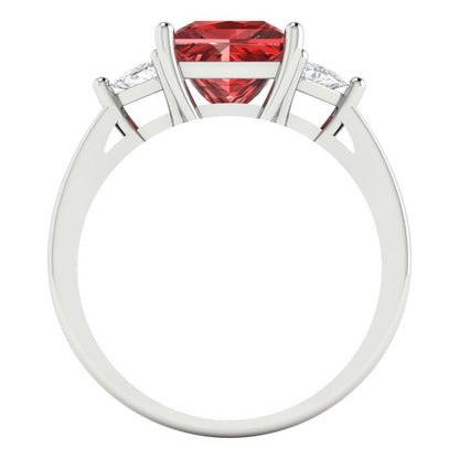 2.32 cttw Natural Garnet Three-Stone Engagement Ring - Solid Gold (Princess Cut,7.0mm)