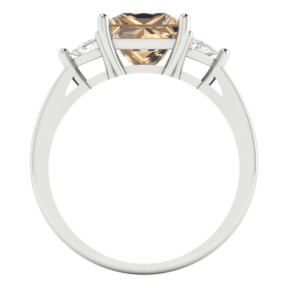 2.32 cttw Yellow Moissanite Three-Stone Engagement Ring - Solid White Gold (VVS1, Princess Cut,7.0mm)