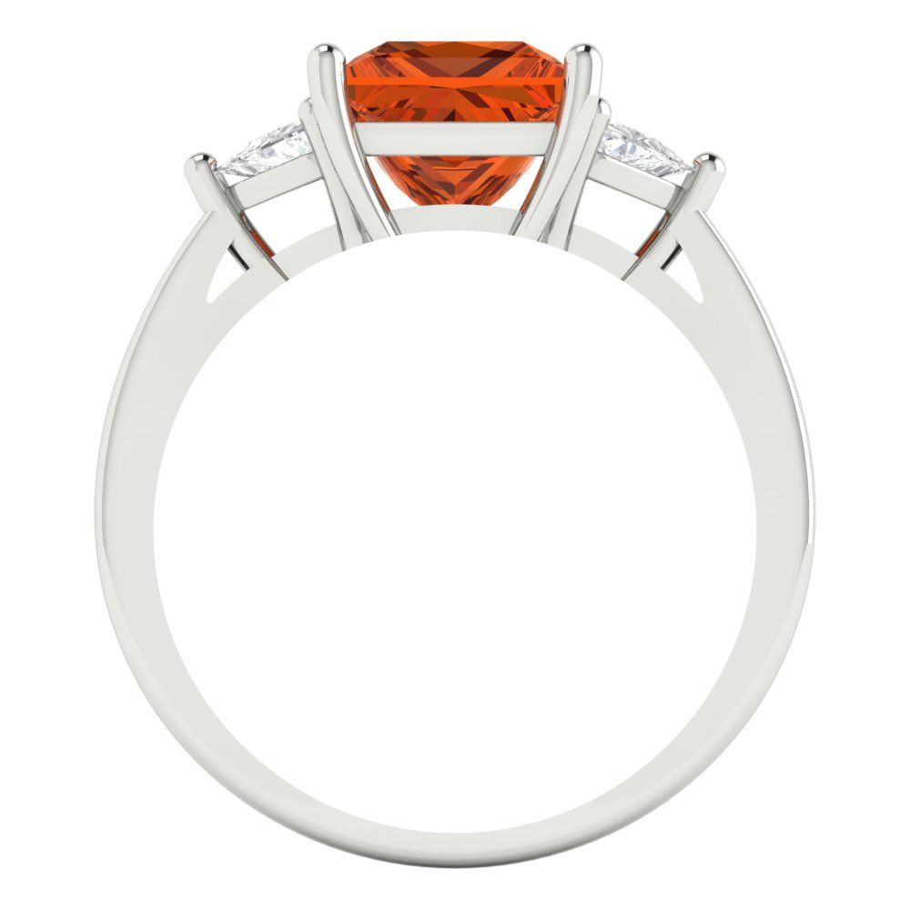 2.32 cttw Zirconia Simulated Red Diamond Three-Stone Engagement Ring - Solid Gold (VVS1, Princess Cut,7.0mm)