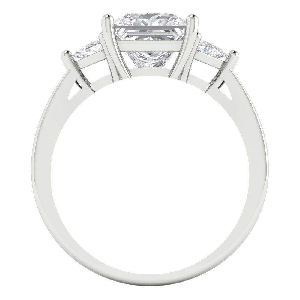 2.32 cttw Moissanite Three-Stone Engagement Ring - Solid White Gold (VVS1, Princess Cut,7.0mm)