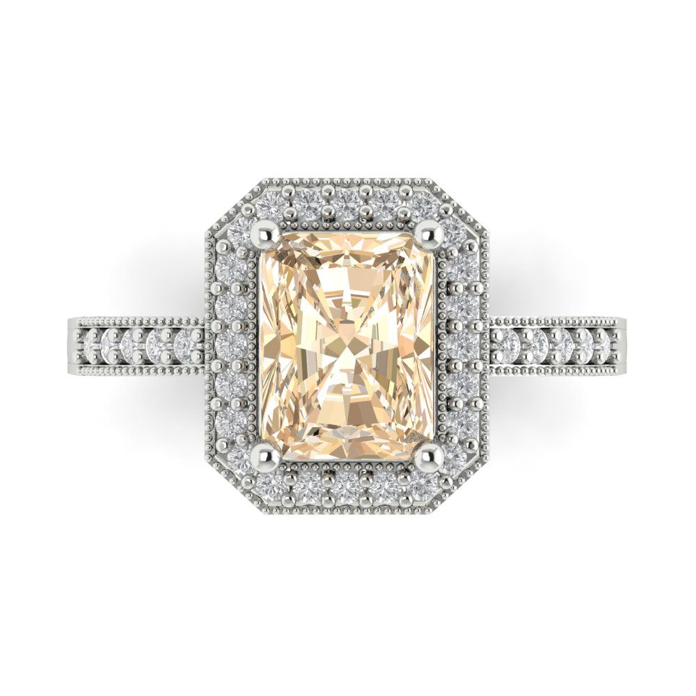 2.78 cttw Natural Morganite Hidden Halo Engagement Ring - Solid Gold (Emerald Cut,8.5x6.5mm)