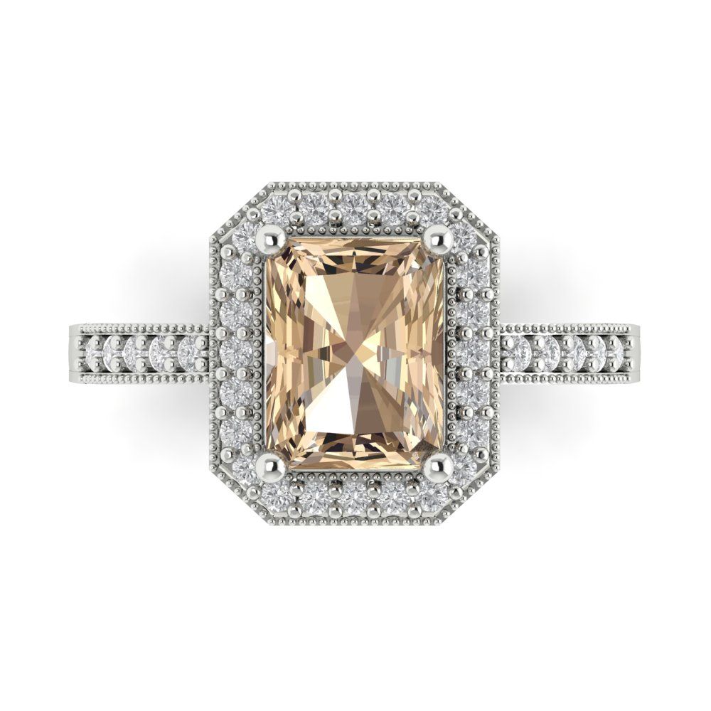 2.78 cttw Yellow Moissanite Hidden Halo Engagement Ring - Solid Gold (Emerald Cut,8.5x6.5mm)