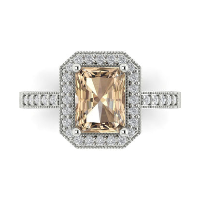 2.78 cttw Yellow Moissanite Hidden Halo Engagement Ring - Solid Gold (Emerald Cut,8.5x6.5mm)