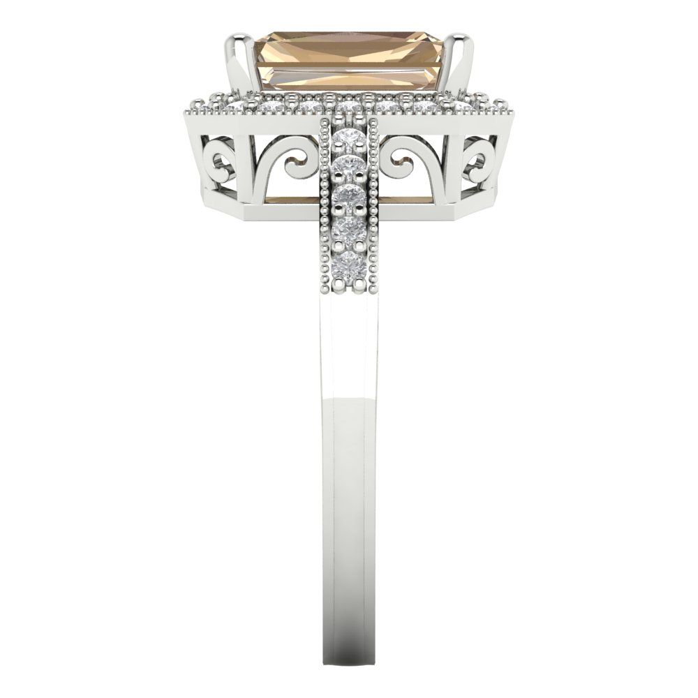 2.78 cttw Yellow Moissanite Hidden Halo Engagement Ring - Solid Gold (Emerald Cut,8.5x6.5mm)