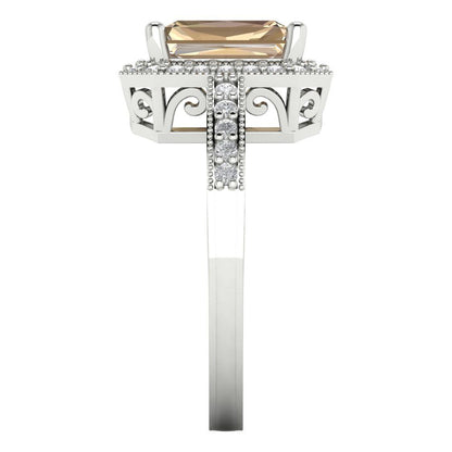 2.78 cttw Yellow Moissanite Hidden Halo Engagement Ring - Solid Gold (Emerald Cut,8.5x6.5mm)