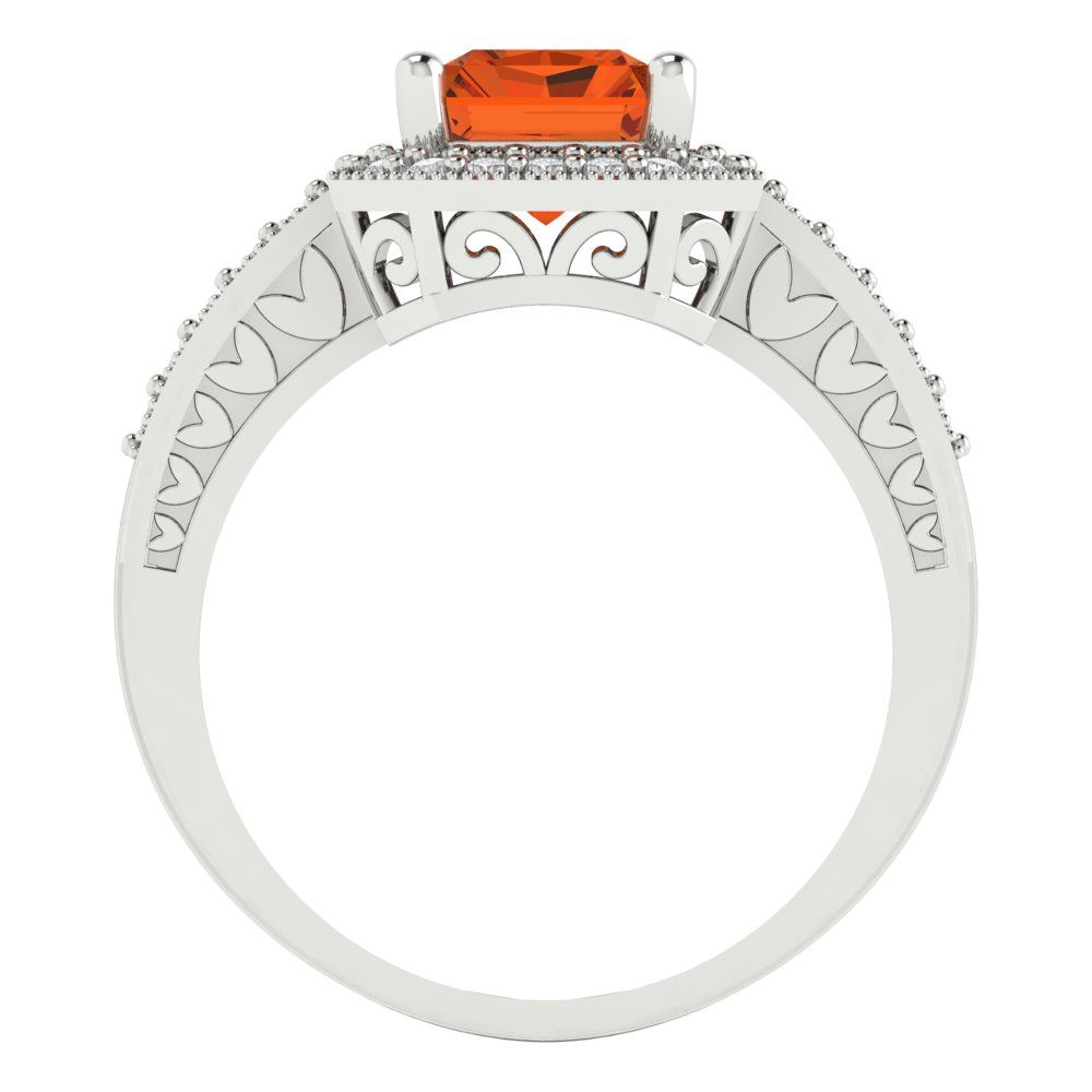 2.78 cttw Simulated Ruby Hidden Halo Engagement Ring - Solid White Gold (VVS1, Emerald Cut,8.5x6.5mm)