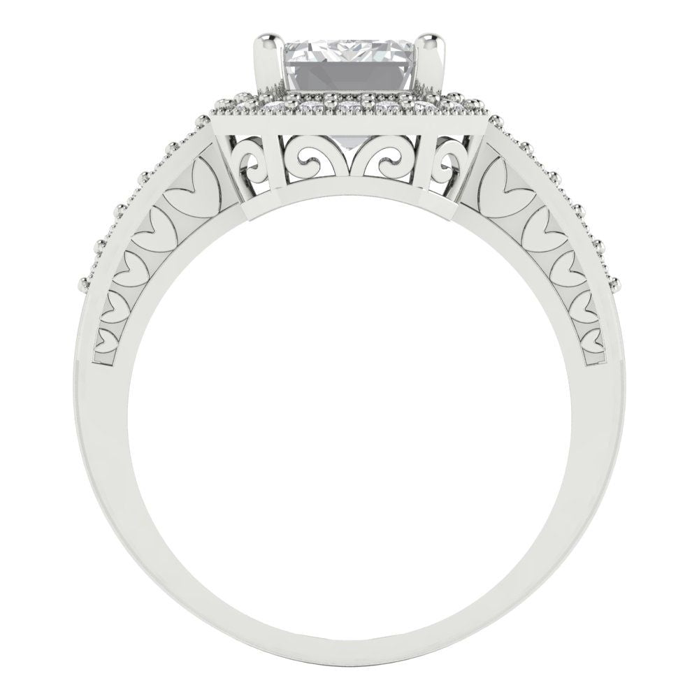 2.78 cttw Certified Moissanite Hidden Halo Engagement Ring - Solid Gold (VVS1, D-F,Emerald Cut,8.5x6.5mm)