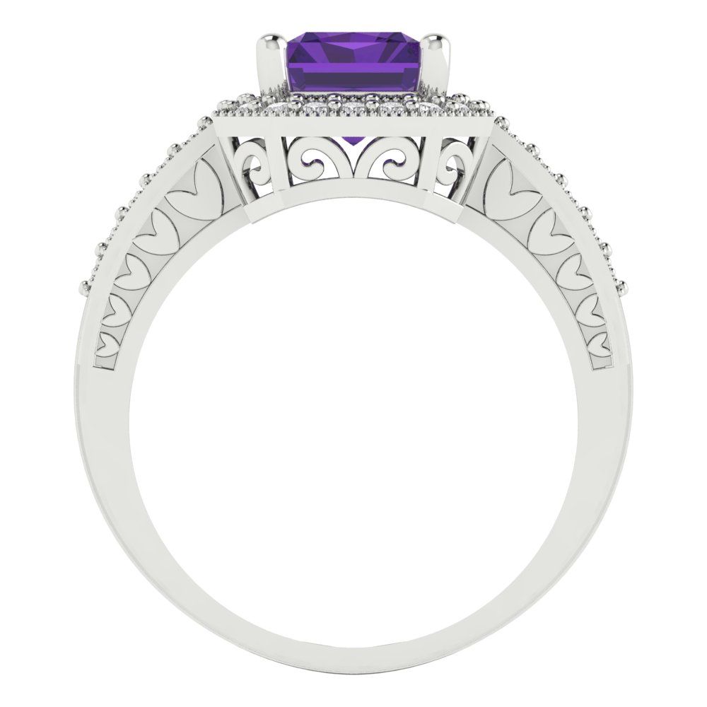 2.78 cttw Natural Amethyst Hidden Halo Engagement Ring - Solid Gold (Emerald Cut,8.5x6.5mm)