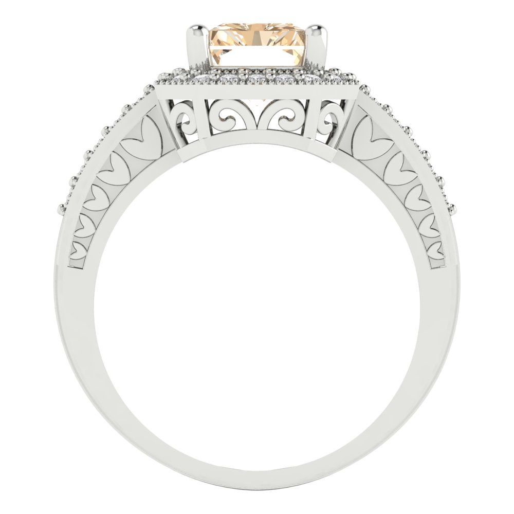 2.78 cttw Natural Morganite Hidden Halo Engagement Ring - Solid Gold (Emerald Cut,8.5x6.5mm)