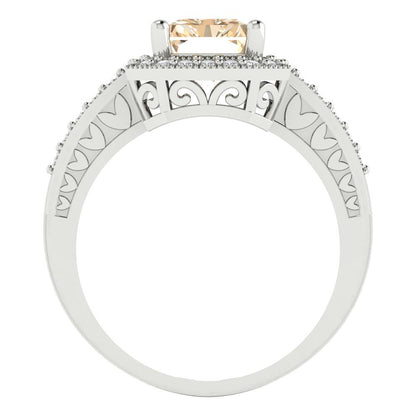 2.78 cttw Natural Morganite Hidden Halo Engagement Ring - Solid Gold (Emerald Cut,8.5x6.5mm)