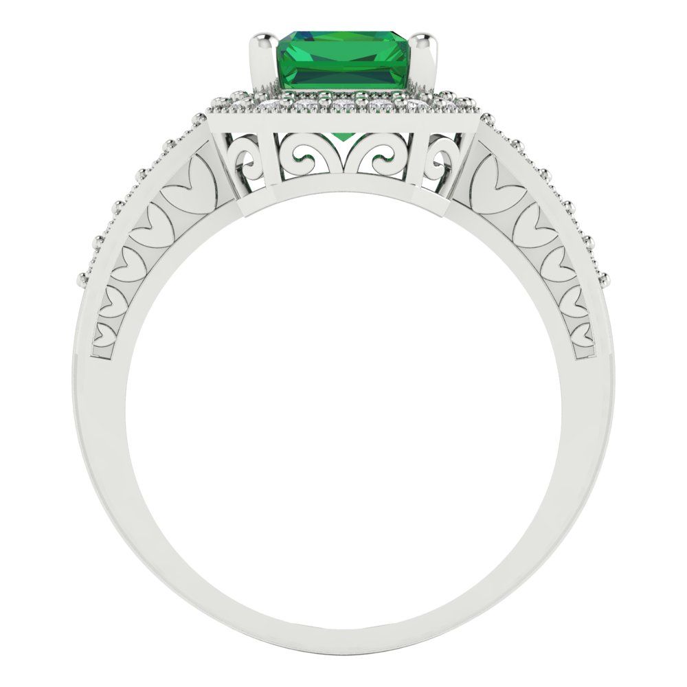 2.78 cttw Simulated Emerald Hidden Halo Engagement Ring - Solid White Gold (VVS1, Emerald Cut,8.5x6.5mm)
