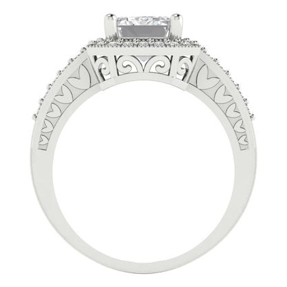 2.78 cttw White Sapphire Hidden Halo Engagement Ring - Solid Gold (Emerald Cut,8.5x6.5mm)