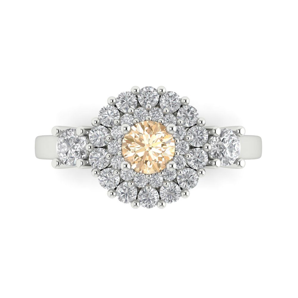 1.4 cttw Natural Morganite Hidden Halo Engagement Ring - Solid Gold (Round Cut,5.0mm)