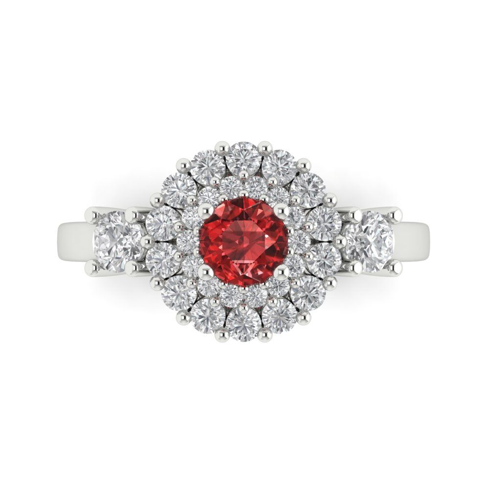 1.4 cttw Natural Garnet Hidden Halo Engagement Ring - Solid Gold (Round Cut,5.0mm)