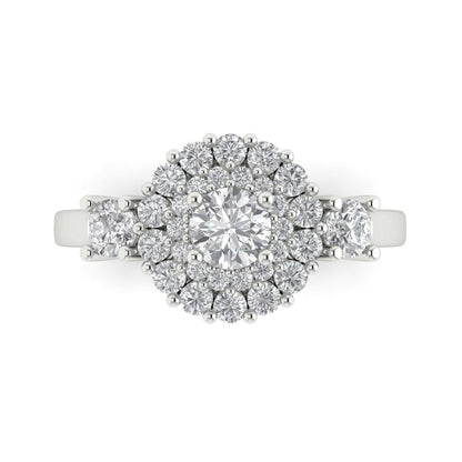 1.4 cttw White Sapphire Hidden Halo Engagement Ring - Solid Gold (Round Cut,5.0mm)