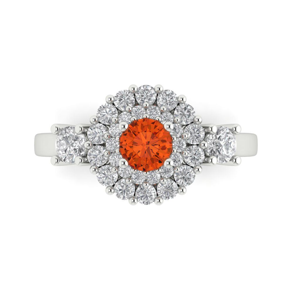 1.4 cttw Zirconia Simulated Red Diamond Hidden Halo Engagement Ring - Solid Gold (VVS1, Round Cut,5.0mm)