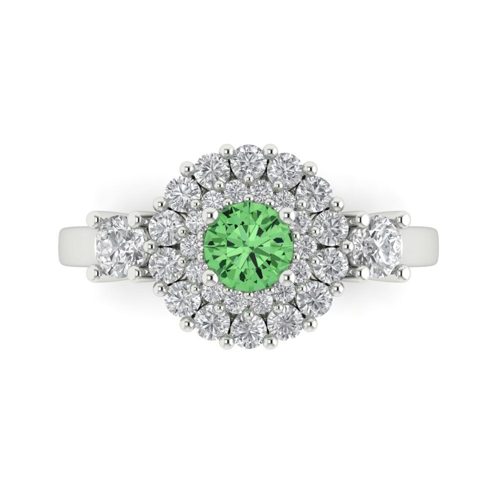1.4 cttw Zirconia Simulated Green Diamond Hidden Halo Engagement Ring - Solid Gold (VVS1, Round Cut,5.0mm)