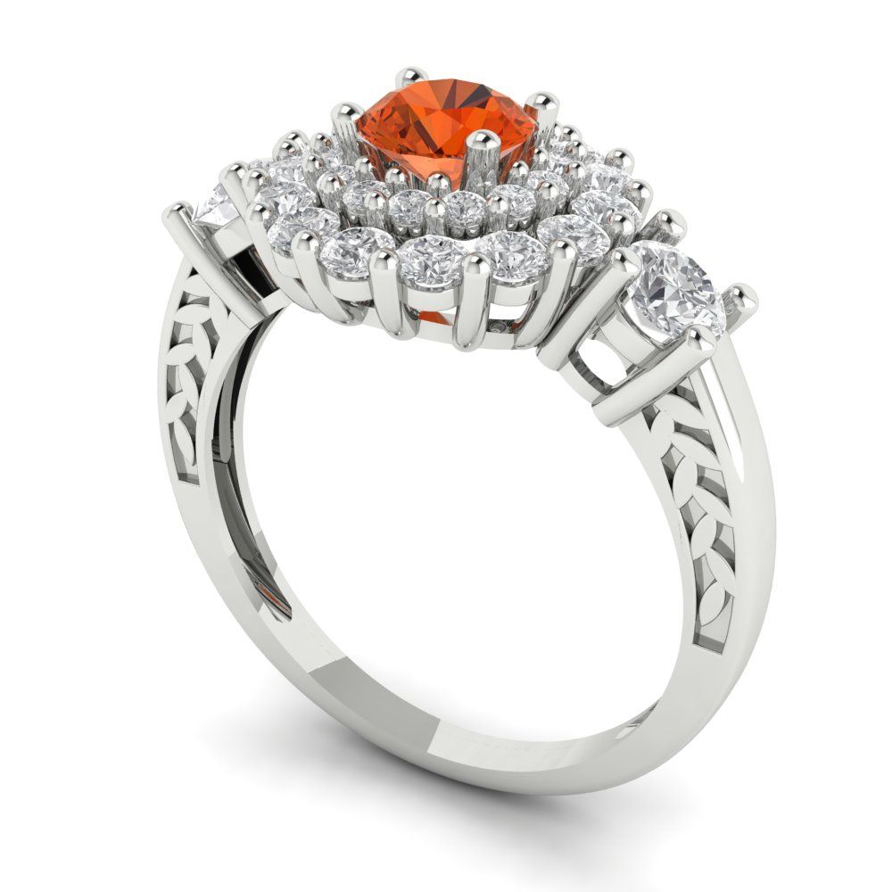 1.4 cttw Zirconia Simulated Red Diamond Hidden Halo Engagement Ring - Solid Gold (VVS1, Round Cut,5.0mm)