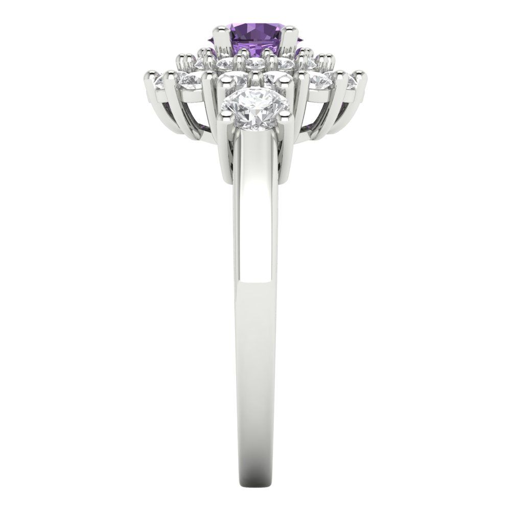 1.4 cttw Simulated Alexandrite Hidden Halo Engagement Ring - Solid White Gold (VVS1, Round Cut,5.0mm)