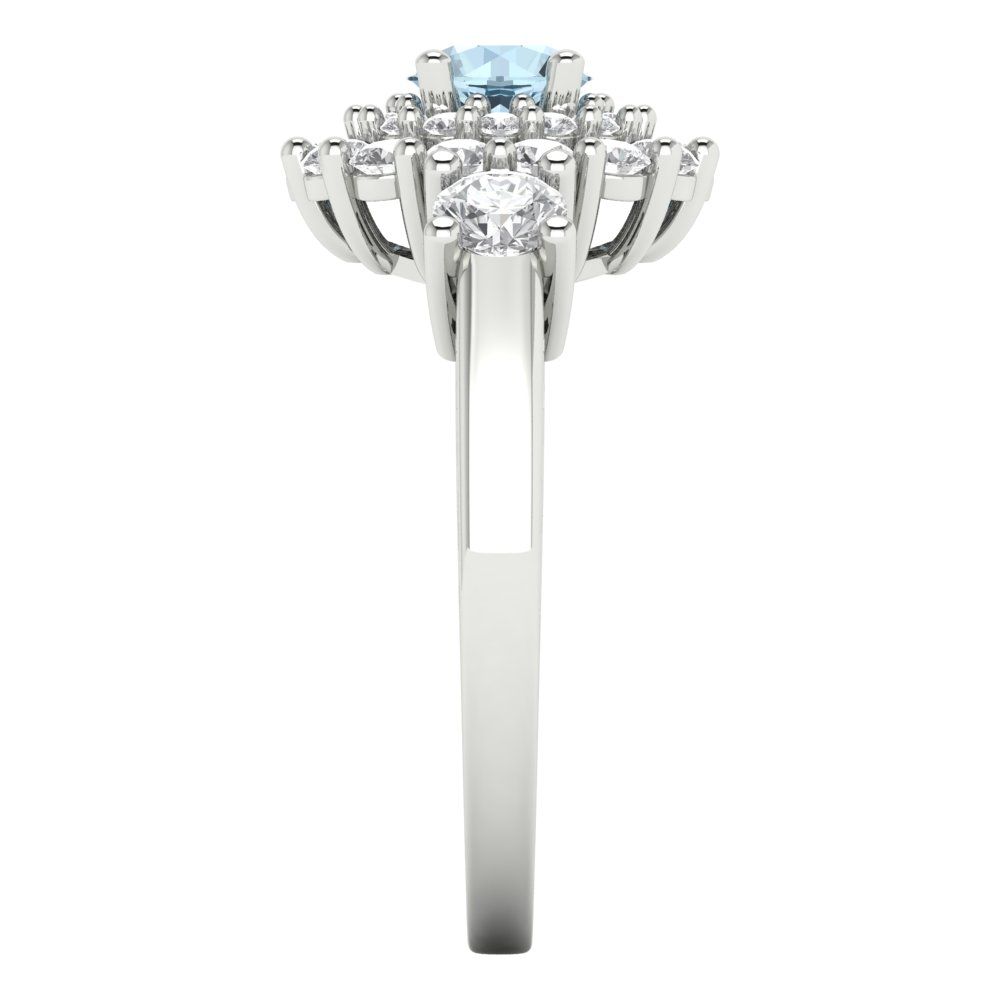 1.4 cttw Natural Sky Blue Topaz Hidden Halo Engagement Ring - Solid Gold (Round Cut,5.0mm)