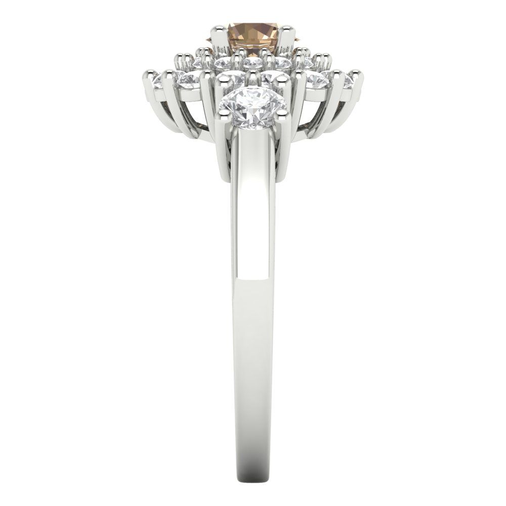 1.4 cttw Yellow Moissanite Hidden Halo Engagement Ring - Solid Gold (Round Cut,5.0mm)