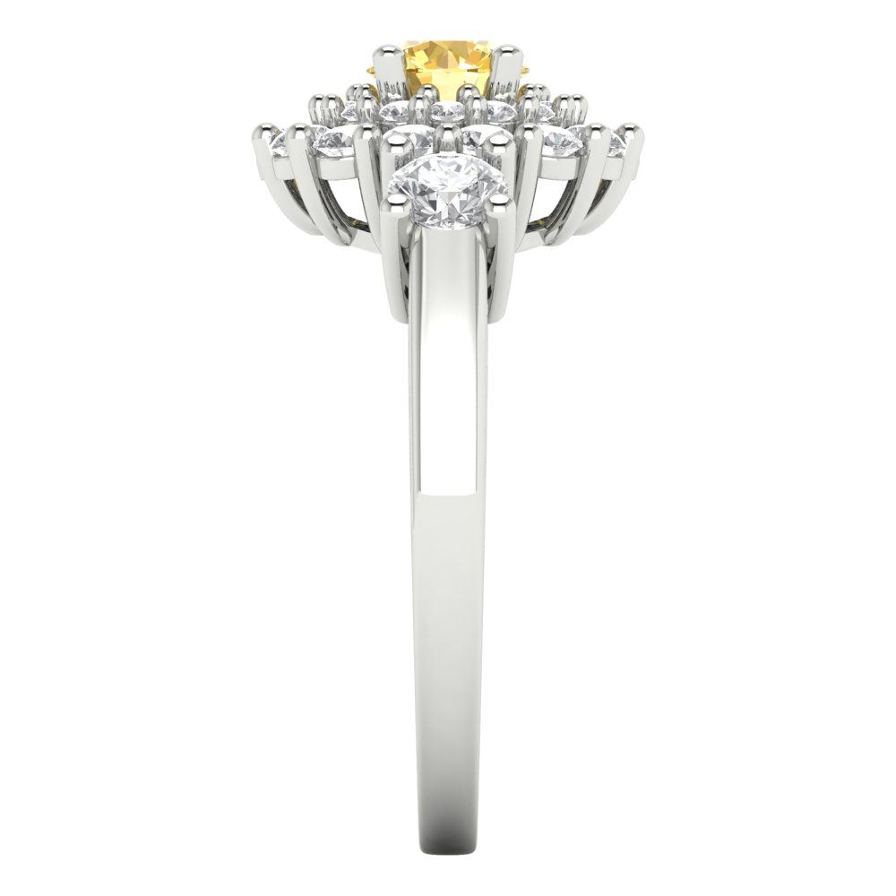 1.4 cttw Zirconia Simulated Yellow Diamond Hidden Halo Engagement Ring - Solid Gold (VVS1, Round Cut,5.0mm)