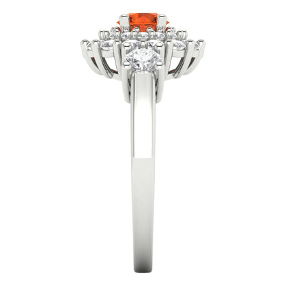 1.4 cttw Zirconia Simulated Red Diamond Hidden Halo Engagement Ring - Solid Gold (VVS1, Round Cut,5.0mm)