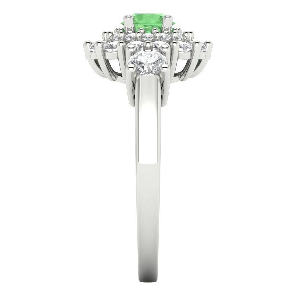 1.4 cttw Zirconia Simulated Green Diamond Hidden Halo Engagement Ring - Solid Gold (VVS1, Round Cut,5.0mm)