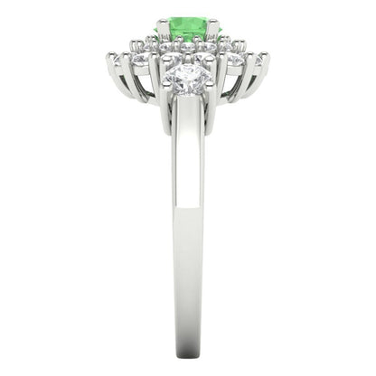 1.4 cttw Zirconia Simulated Green Diamond Hidden Halo Engagement Ring - Solid Gold (VVS1, Round Cut,5.0mm)