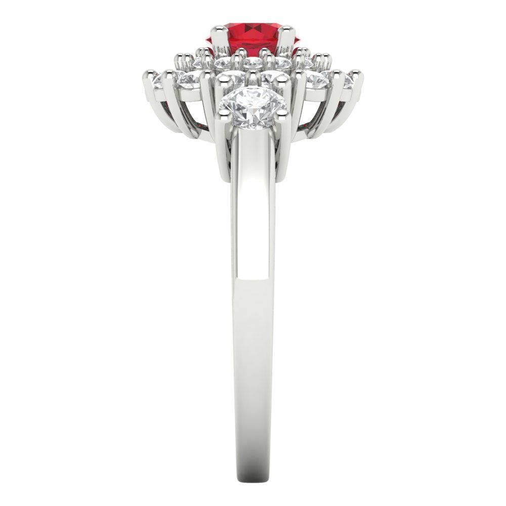 1.4 cttw Simulated Ruby Hidden Halo Engagement Ring - Solid White Gold (VVS1, Round Cut,5.0mm)