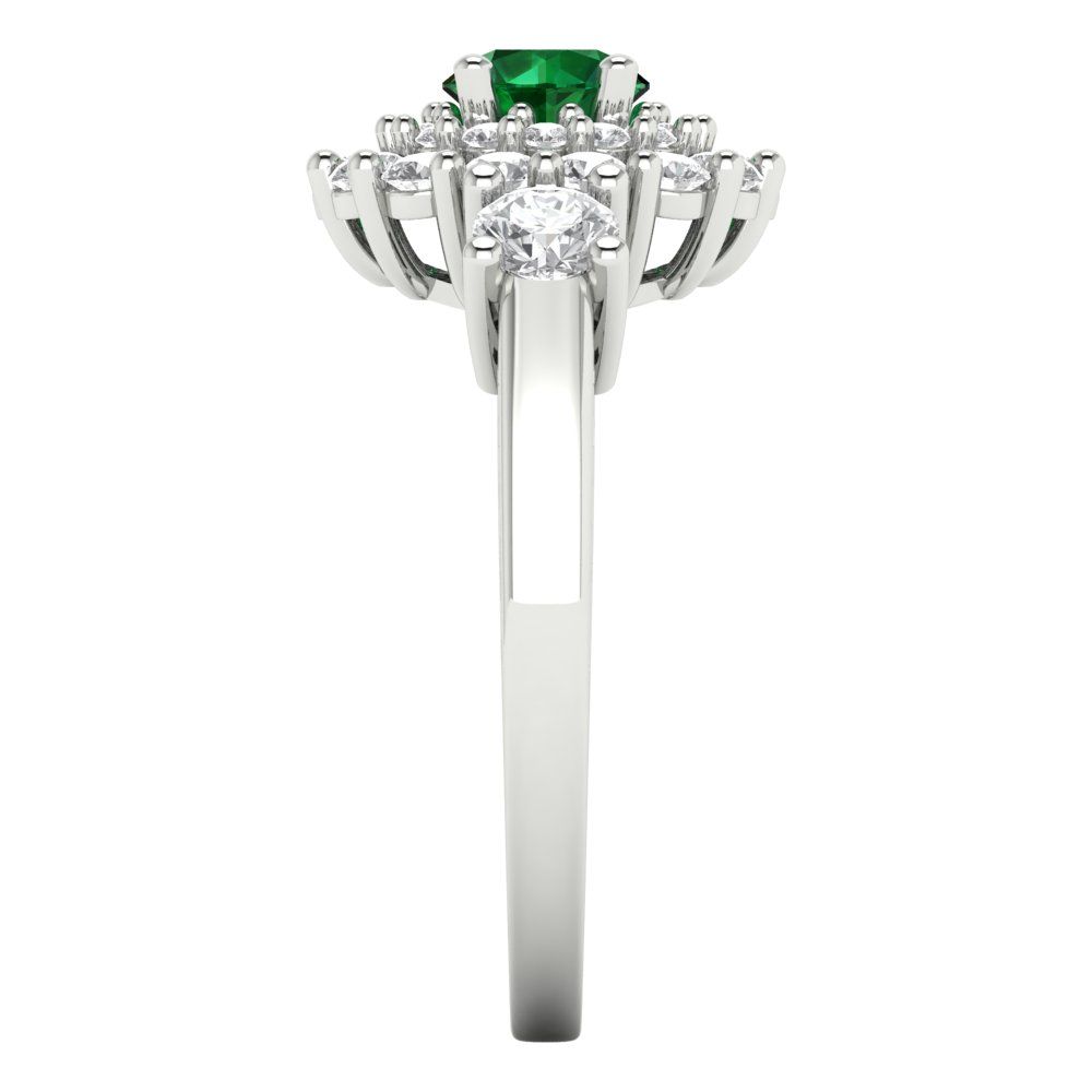 1.4 cttw Simulated Emerald Hidden Halo Engagement Ring - Solid Gold (Round Cut,5.0mm)