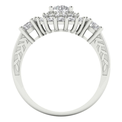 1.4 cttw Zirconia Simulated Diamond Hidden Halo Engagement Ring - Solid Gold (VVS1, Round Cut,5.0mm)