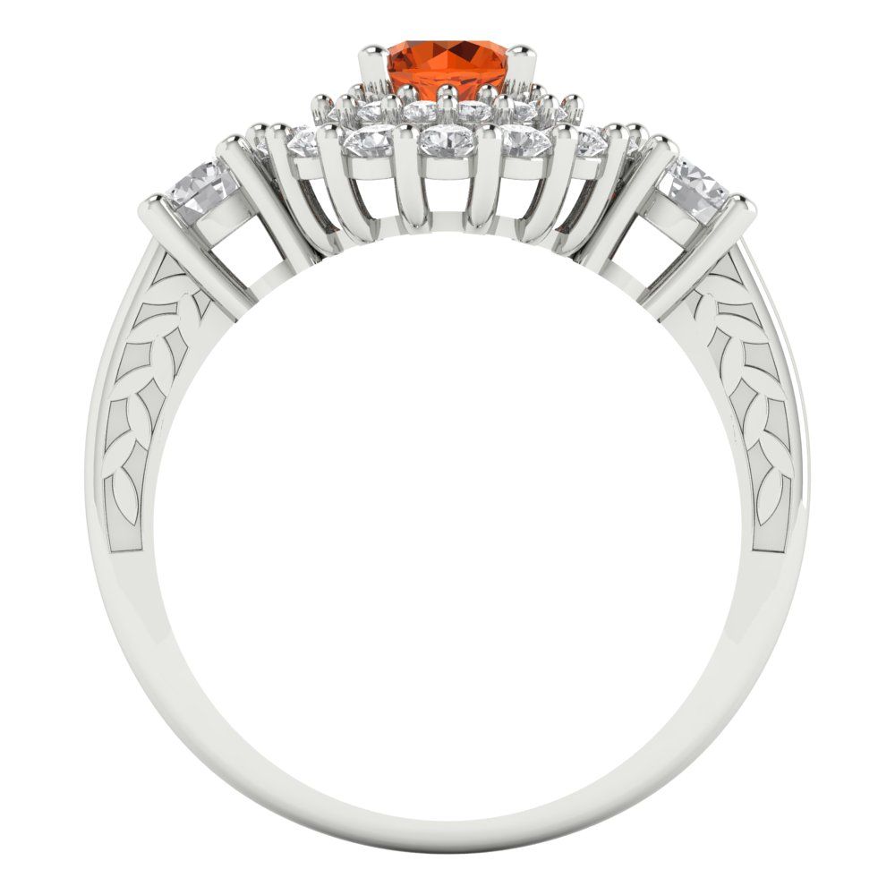 1.4 cttw Simulated Pink Tourmaline Hidden Halo Engagement Ring - Solid White Gold (VVS1, Round Cut,5.0mm)